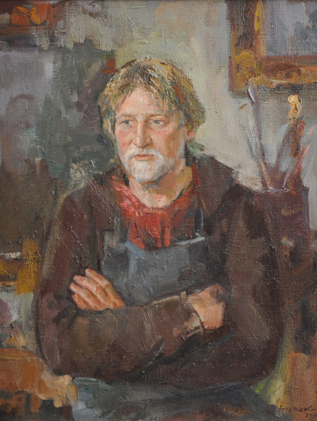 Портрет современного художника. Выполнен с натуры, холст, масло. Автор картины художник портретист Вишнякова Наталья