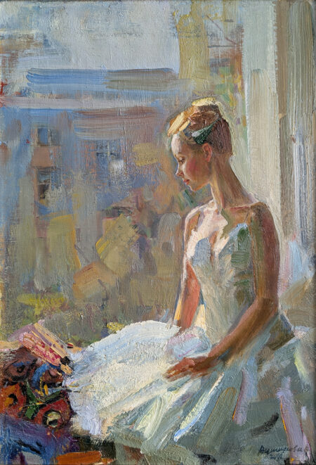 Наталья Вишнякова, "Балерина у окна". Масло, холст, 50 x 35 см. Живопись, реализм, балет. Санкт-Петербург, 2006 г.